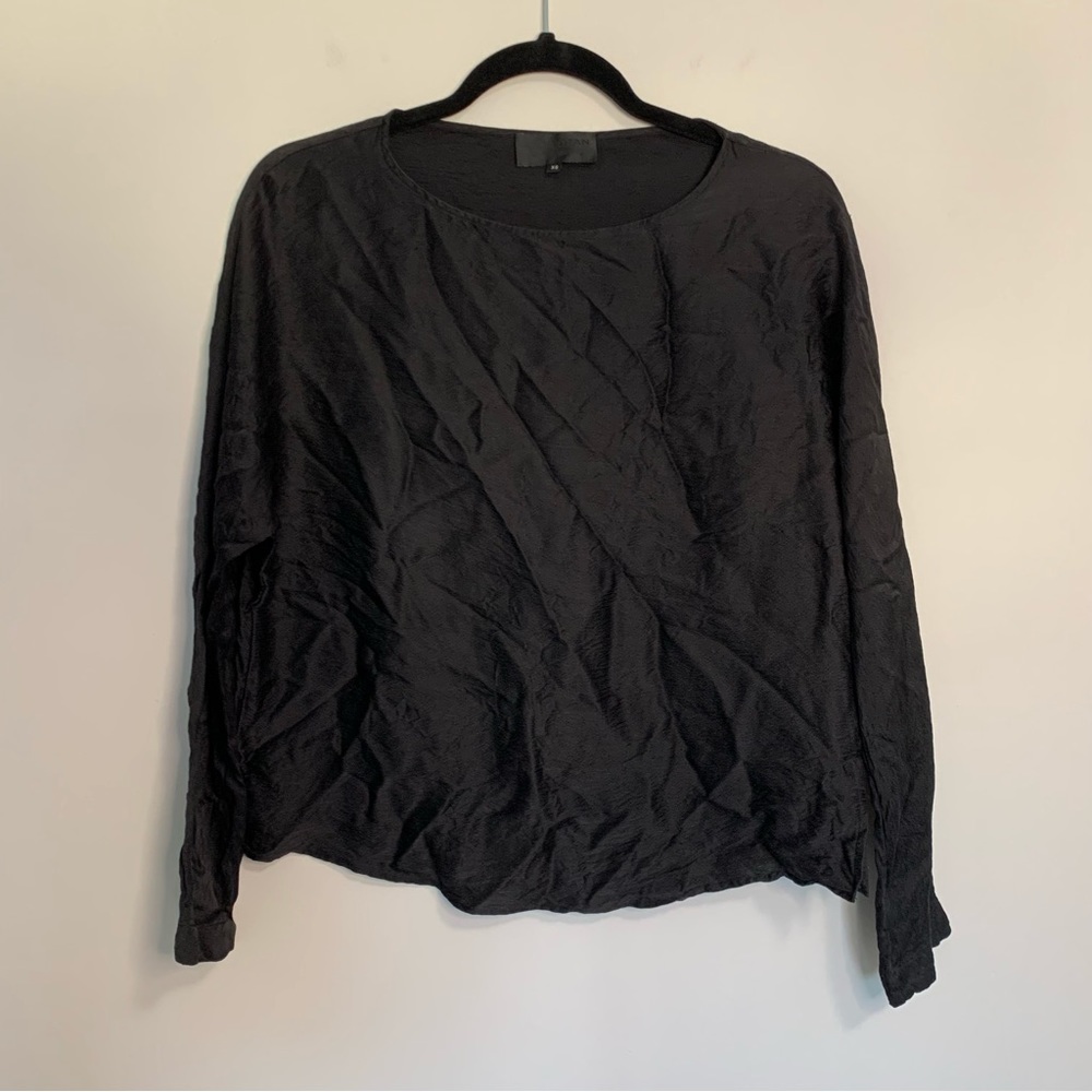 Nili Lotan Black Silk Long Sleeve Top XS
